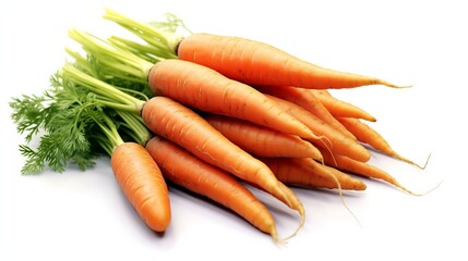 fresh carrots with leaves isolated without background