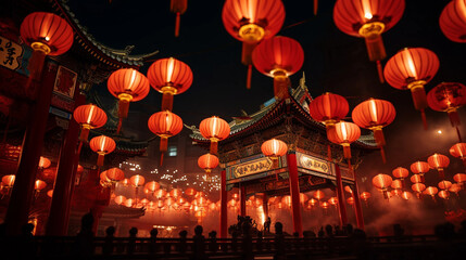 chinese lanterns at night lantern, china, light, lamp, asia, decoration, lanterns, red, celebration, festival, culture, 