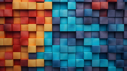 Colorful Blocks Wall Background. Generative AI.