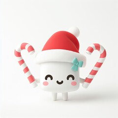 White background, cute character, Christmas candy