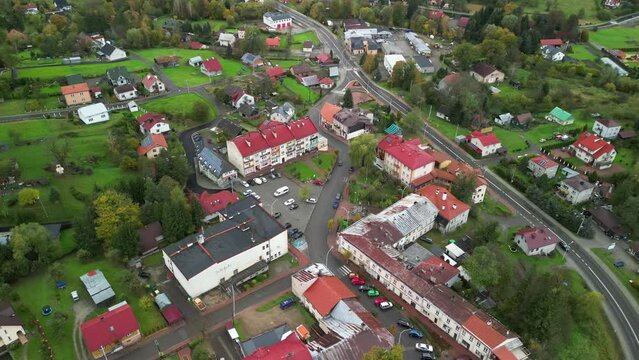 Bircza, Subcarpathian, Poland - 21 October 2023: view of town centre with market square 