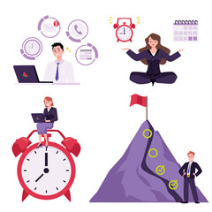 Set of productivity and time management concepts.