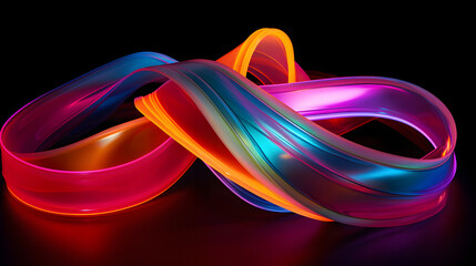 Colorful Ribbon in Neon Colors. Generative AI.