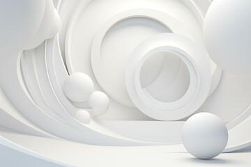 Abstract white 3D shapes on a wallpaper. Generative AI