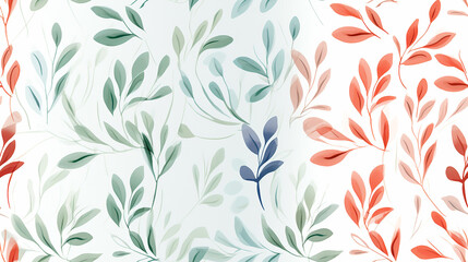 Ilustración plantas hojas estilo acuarela patrón - Dibujo flor silvestres 