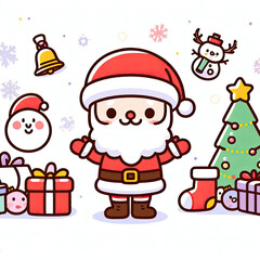 white background, cute character, santa claus