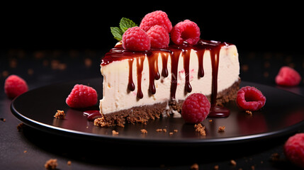 Baileys cheesecake with raspberries