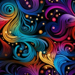 Fototapeta na wymiar Fractal Geometry with Vibrant Hues and Abstract Spirals Pattern
