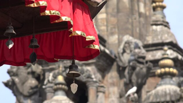 Detailed view of a temple at Durbar Square in Patan, in the Kathmandu valley in Nepal