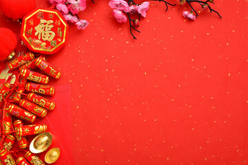 Background materials for Chinese New Year and Spring Festival. The meaning of the text in the picture is: luck