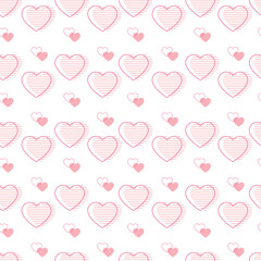 Hand drawn red hearts seamless pattern, Valentine's, Mother's day, birthday card, wallpaper or gift wrap design.