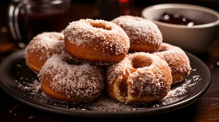 Obraz na płótnie Canvas Baked donuts coated with cinnamon sugar.