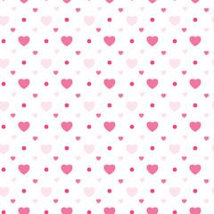 Hand drawn red hearts seamless pattern, Valentine's, Mother's day, birthday card, wallpaper or gift wrap design.