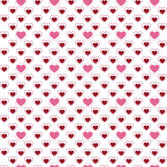 Hand drawn red hearts seamless pattern, Valentine's, Mother's day, birthday card, wallpaper or gift wrap design.
