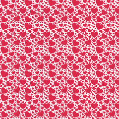 Hand drawn red hearts seamless pattern, Valentine's, Mother's day, birthday card, wallpaper or gift wrap design.