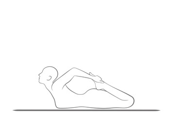 Human figure performing the yoga pose of the frog (bhekasana)