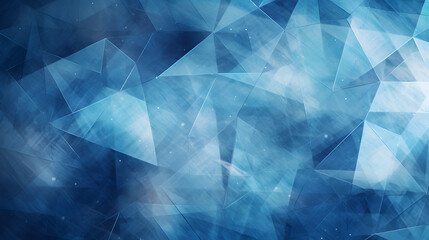 modern abstract blue background design with layers of textured white transparent material in triangle diamond and squares shapes in random geometric pattern. Generative AI. - obrazy, fototapety, plakaty