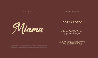 Abstract Calligraphy font alphabet. Minimal modern urban fonts for logo, brand etc. Typography typeface uppercase lowercase and number. vector illustration
