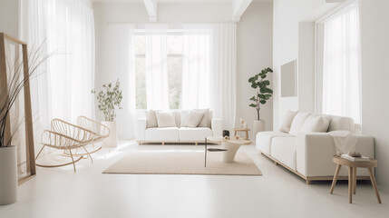 White interior living room. Generative AI