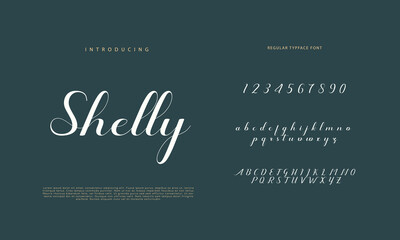 Abstract Calligraphy font alphabet. Minimal modern urban fonts for logo, brand etc. Typography typeface uppercase lowercase and number. vector illustration
