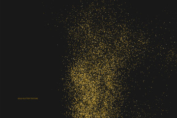 Fototapeta na wymiar Gold Glitter Texture Isolated On Black. Goldish Color Sequins. Celebratory Background. Golden Explosion Of Confetti. Vector illustration. 