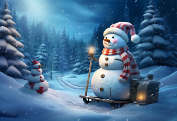 Obraz premium Christmas card with decor elements.