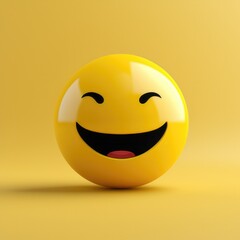 Fototapeta premium Vibrant and Cheerful Minimalistic Emoticon: A Simple, Smiling Illustration to Brighten Your Day. Generative AI