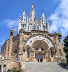 Fototapeta na wymiar Temple of the Sacred Heart of Jesus (Catalan: Temple Expiatori del Sagrat Cor), Tibidabo, Spain