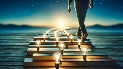 Journey of Knowledge: A Path Illuminated by Books and Ideas - Powered by Adobe