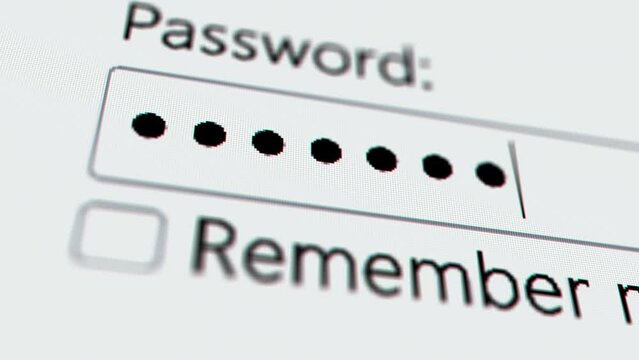 A user enter a password to website form box in internet browser by keyboard. Hacker hacking a personal banking account password on a computer screen. Typing password on login page. Entry pin code