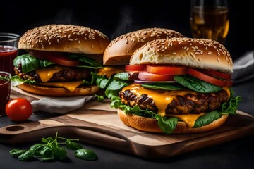 hamburger and fries