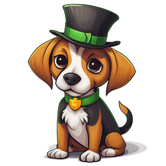 Cute Beagle St Patrick Clipart Illustration