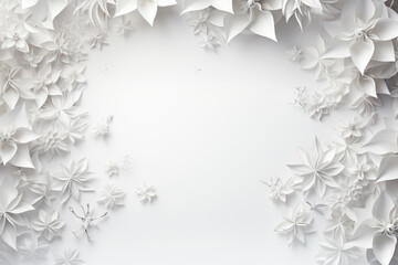 Minimalist winter background, graced with the subtle beauty of winter elements against a light white backdrop. Ai generated