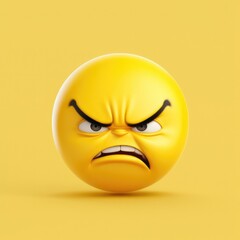 Fototapeta premium Expressive Minimalistic Angry Emoticon Illustration – Graphic Artistic Design of an Angry Face. Generative AI