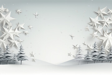 Minimalist winter background, graced with the subtle beauty of winter elements against a light white backdrop. Ai generated