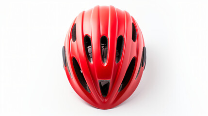 Red bicycle helmet isolated on white background.
