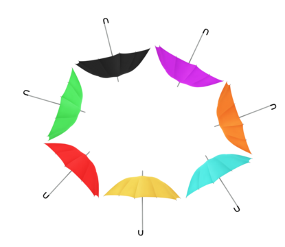 Multi-colored rain umbrellas PNG transparent