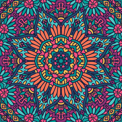 Mandala ornamental vintage abstract geometric design. Vector boho psychdedli design