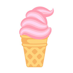 Pink ice cream in the waffle cone