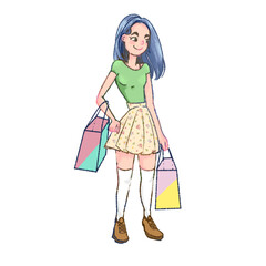 woman with shopping bags	
