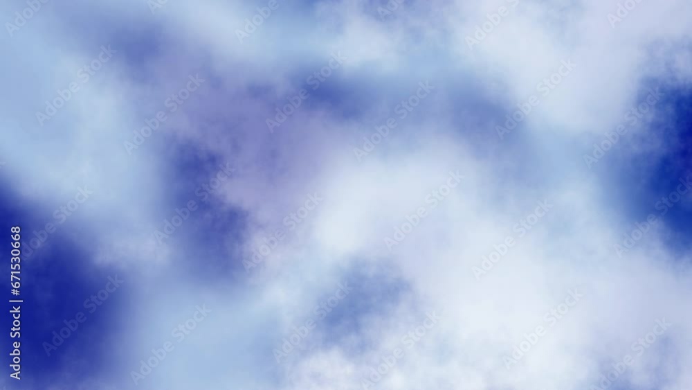 Poster Seamless abstract psychedelic wavy background for loop playback. 4k video. Blue cloudy sky