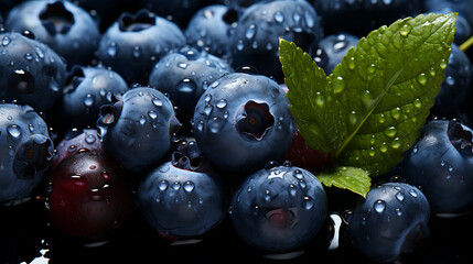 Food photography background banner panorama long texture seamless pattern - Summer fruits blueberry...