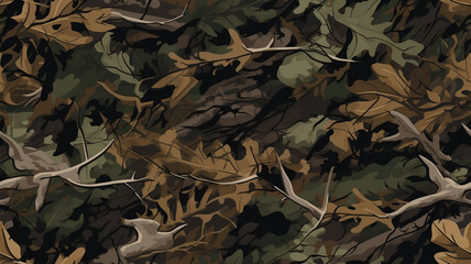 Forest Wild Green Leaves Army Camouflage seamless pattern
