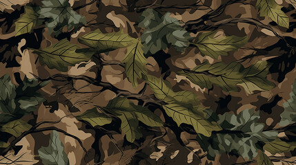 Forest Wild Green Leaves Army terrain Camouflage seamless pattern - obrazy, fototapety, plakaty