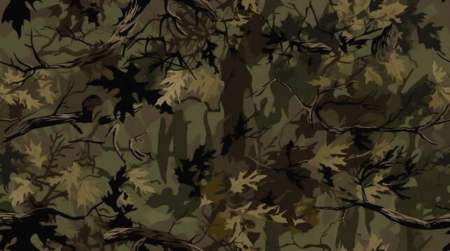 Forest Camouflage seamless pattern for wild hunting