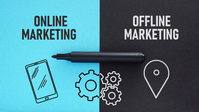 Online and offline marketing channels are shown using the text