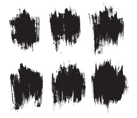 Various black color vector brush stroke