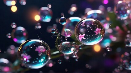 Abstract background with colorful soap bubbles. .AI