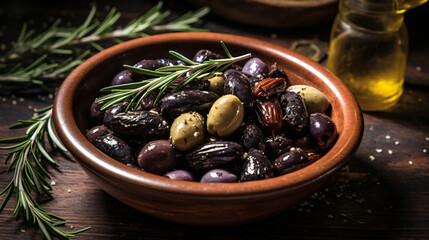 Black olives with rosemary