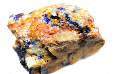 Deep blue azurite mineral on matrix crystal piece